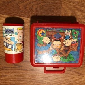 Vintage 1997 Rugrats lunch box and tumbler.